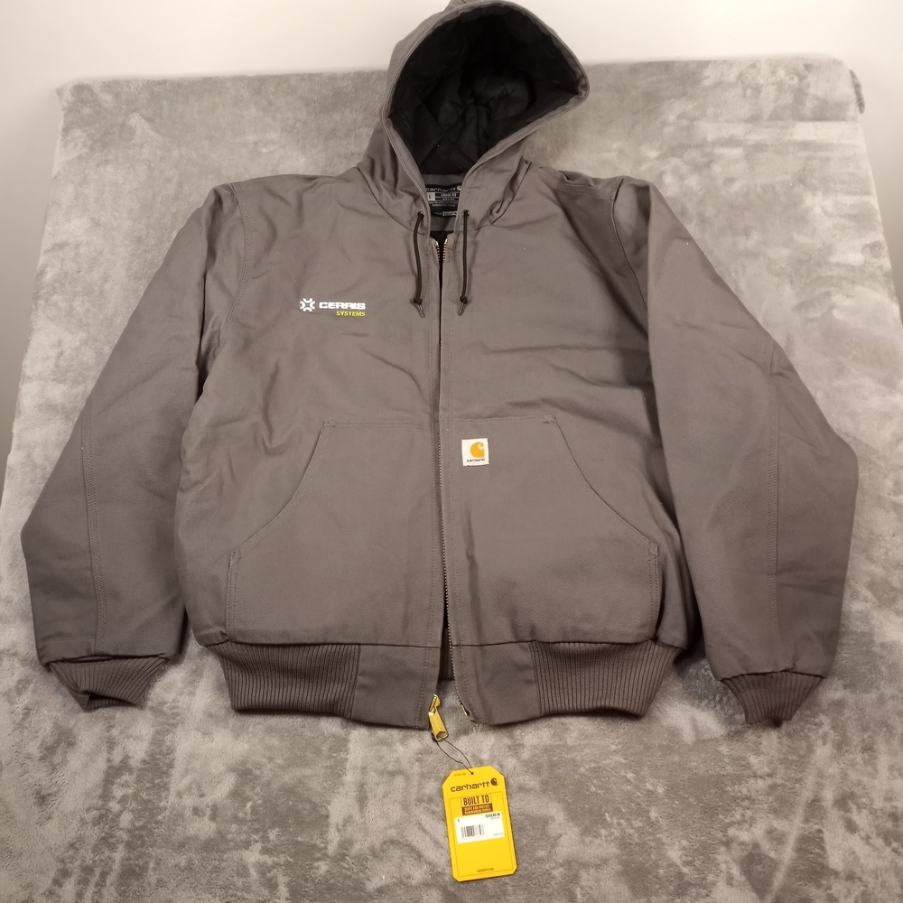 Carhartt Men's Quilted Thinsulate Lined Duck Canvas Jacket Hooded Gray L NWT